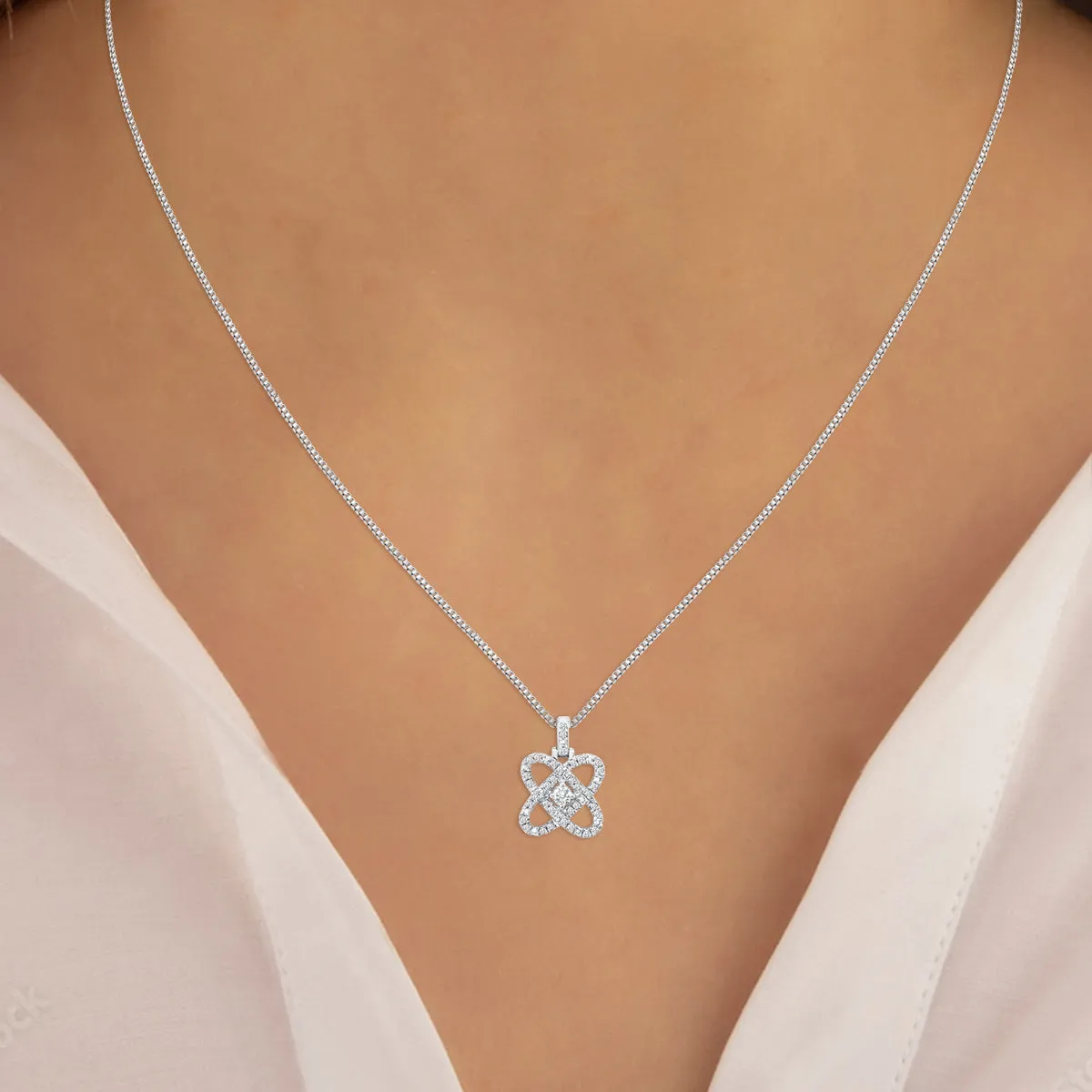1/4 Ctw Natural Diamond Butterfly Love Pendant In .925 Sterling Silver