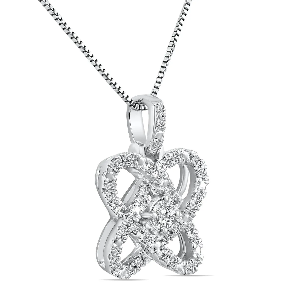 1/4 Ctw Natural Diamond Butterfly Love Pendant In .925 Sterling Silver