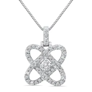 1/4 Ctw Natural Diamond Butterfly Love Pendant In .925 Sterling Silver