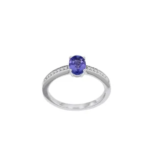 18ct White Gold Oval Tanzanite & Diamond Ring