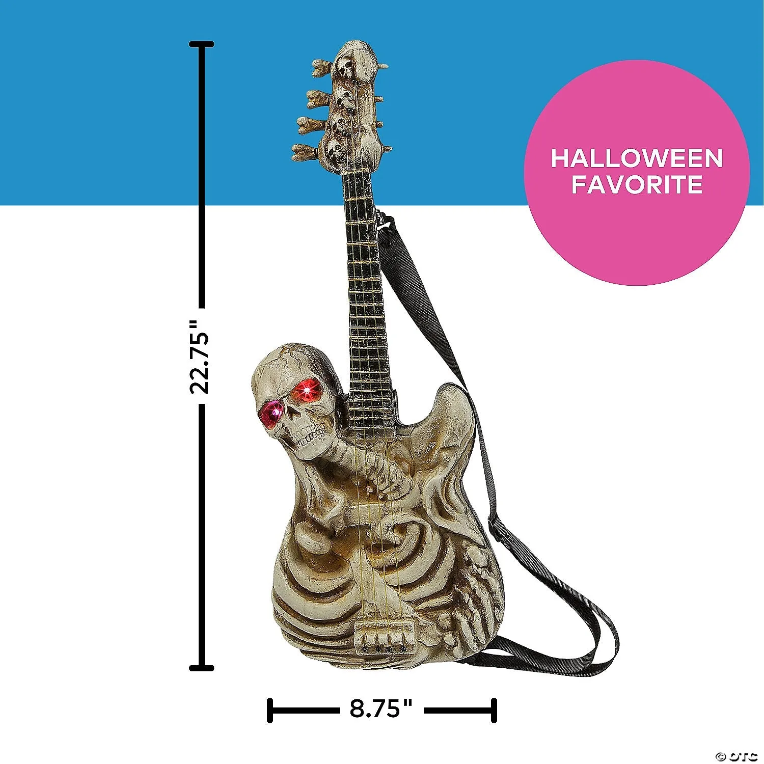 2 Ft. Light-Up Ukulele-Shaped Plastic Skeleton Decoration