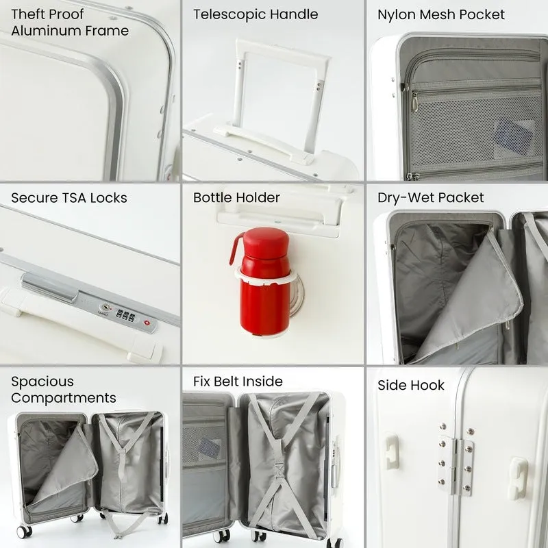 20 inch Trolley Bag with 3D-360 Degree Wheels | TSA Approved Locks | 39 Liters | White