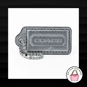 2.5" Large COACH SILVER METALLIC LEATHER KEY FOB BAG CHARM KEYCHAIN HANG TAG