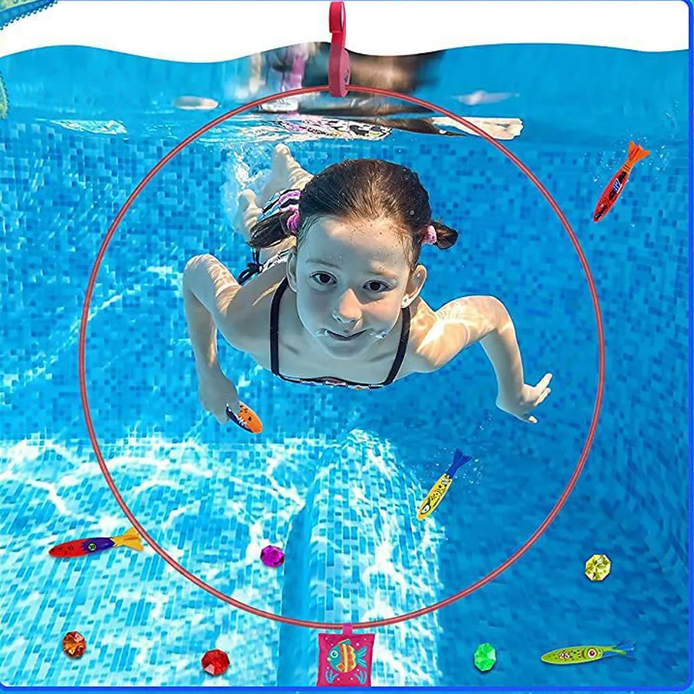 27-Piece Diving Toys Set for Kids Underwater Floating Pool Toys Diving Thru Rings Swimming Training Supplies