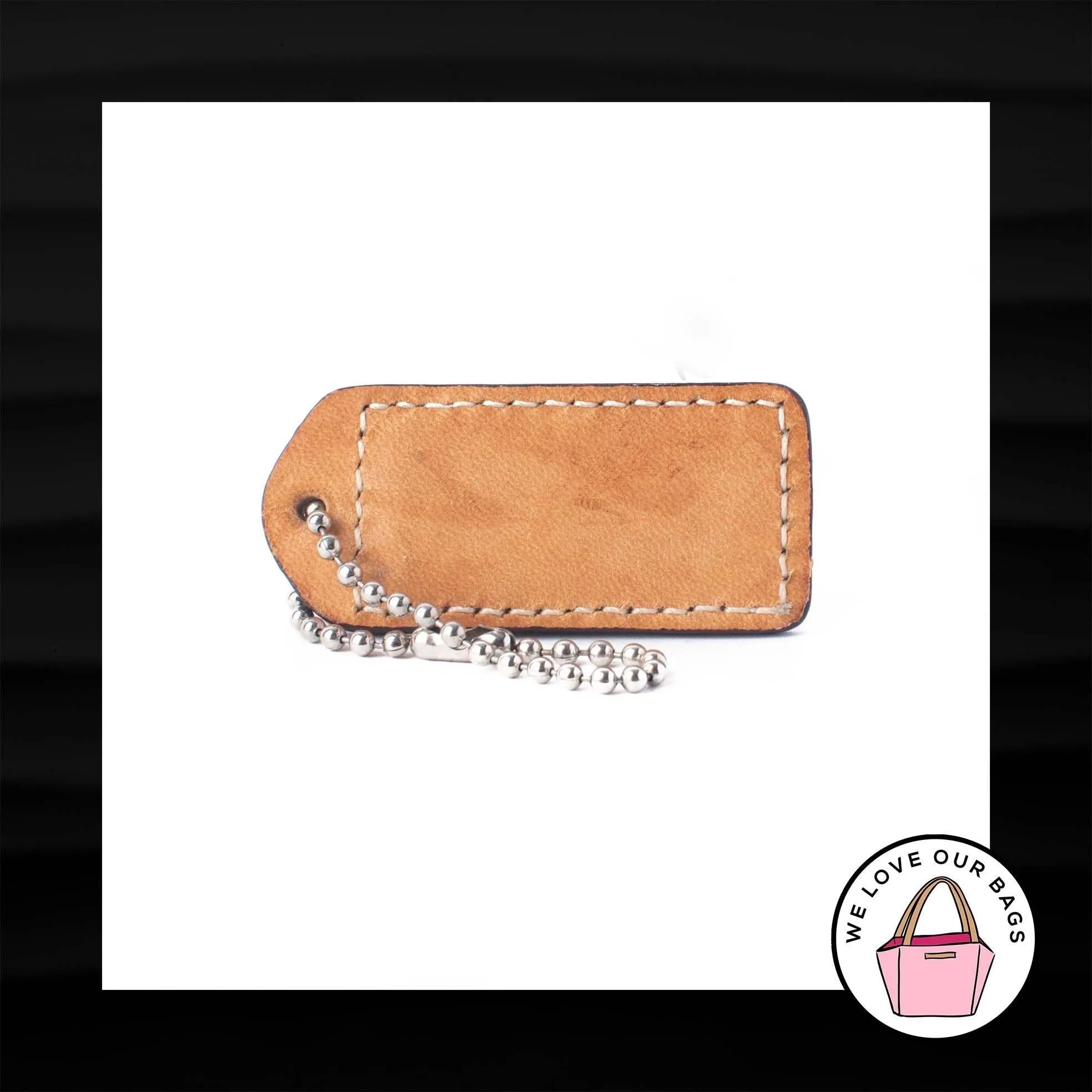 2" Medium COACH PINK TAN LEATHER KEY FOB BAG CHARM KEYCHAIN HANGTAG TAG
