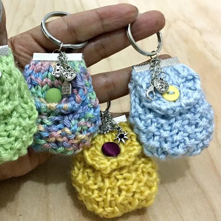 3 Mini Purse Key Chain / Lipstick cozy / Bag Key Chain / Miniature Bag Keyring