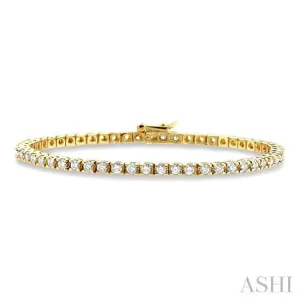 3.00 ctw Square Shape Round Cut Diamond Tennis Bracelet in 14K Yellow Gold