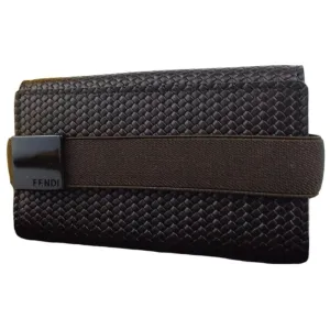 420193AZ (L2) Fendi Key Case Dark Brown Leather