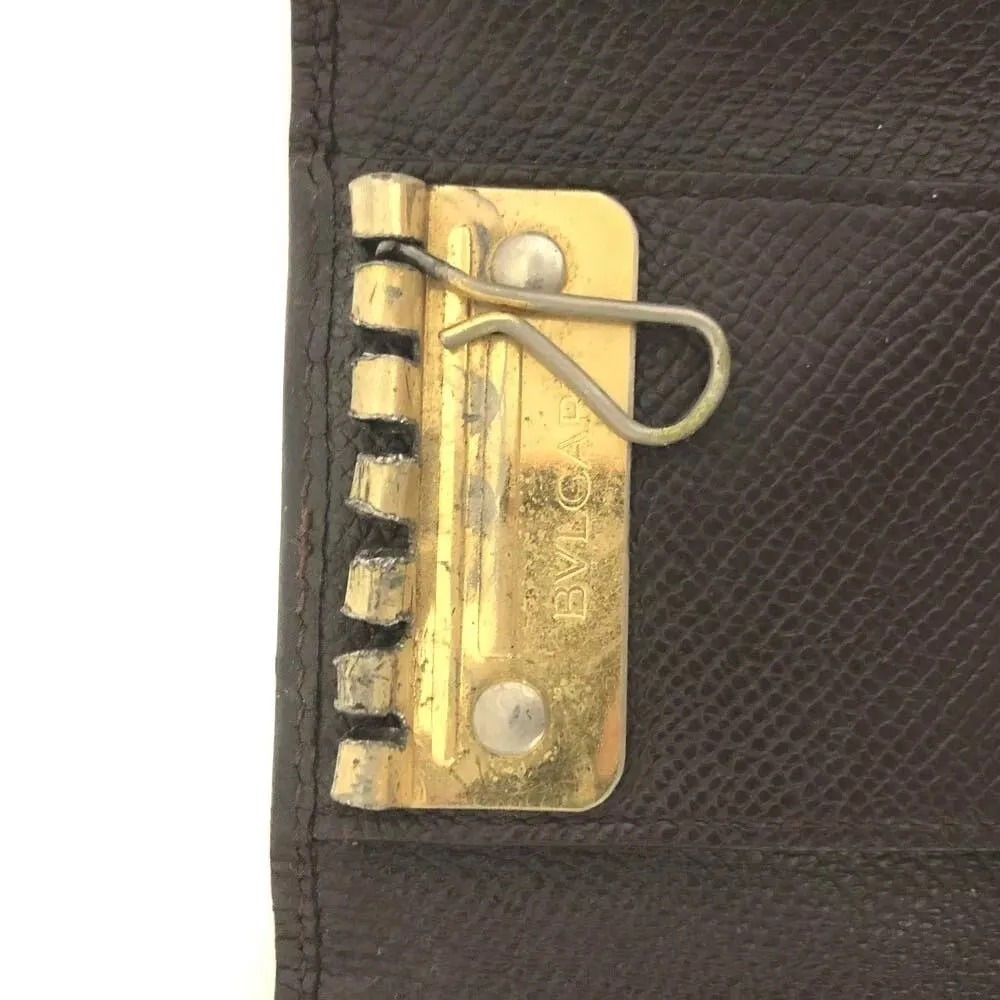 587111AP (V6) Bvlgari Key Case Classico 6 Ring Brown Leather