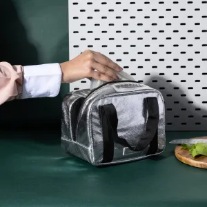 Accessorize London Women's Silver Metallic Lunch Bag