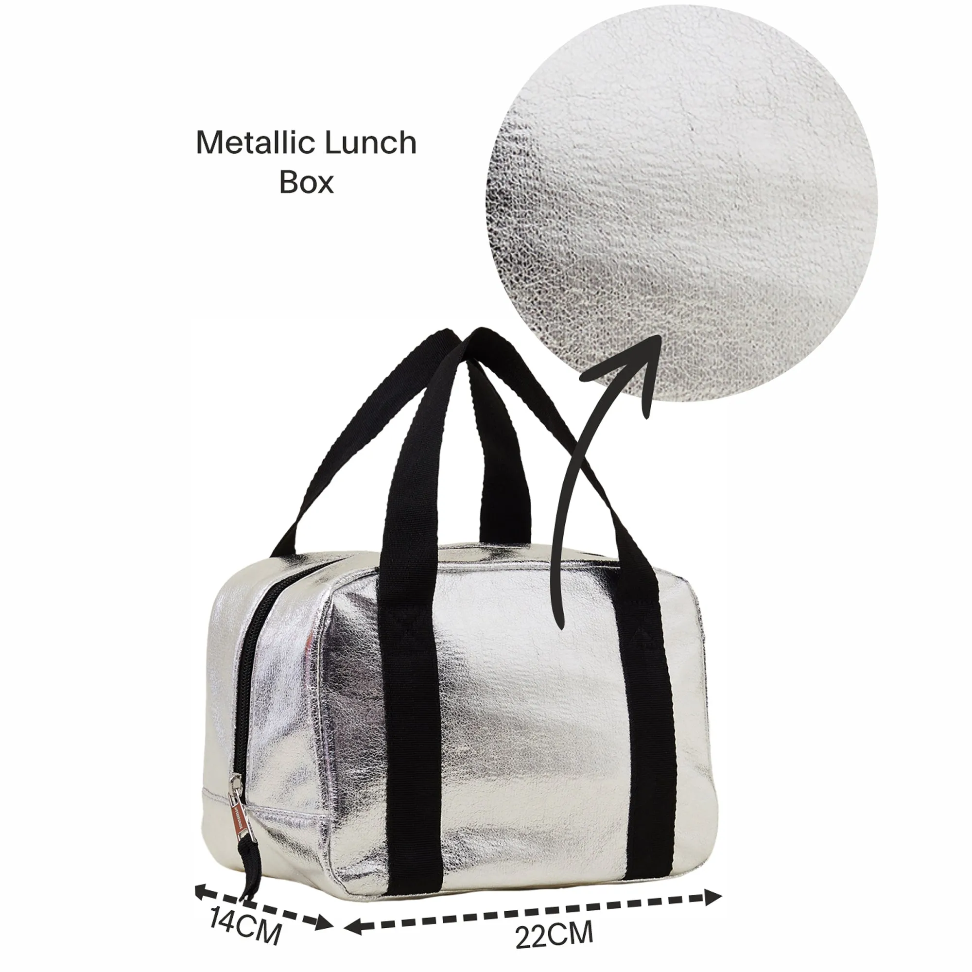 Accessorize London Women's Silver Metallic Lunch Bag
