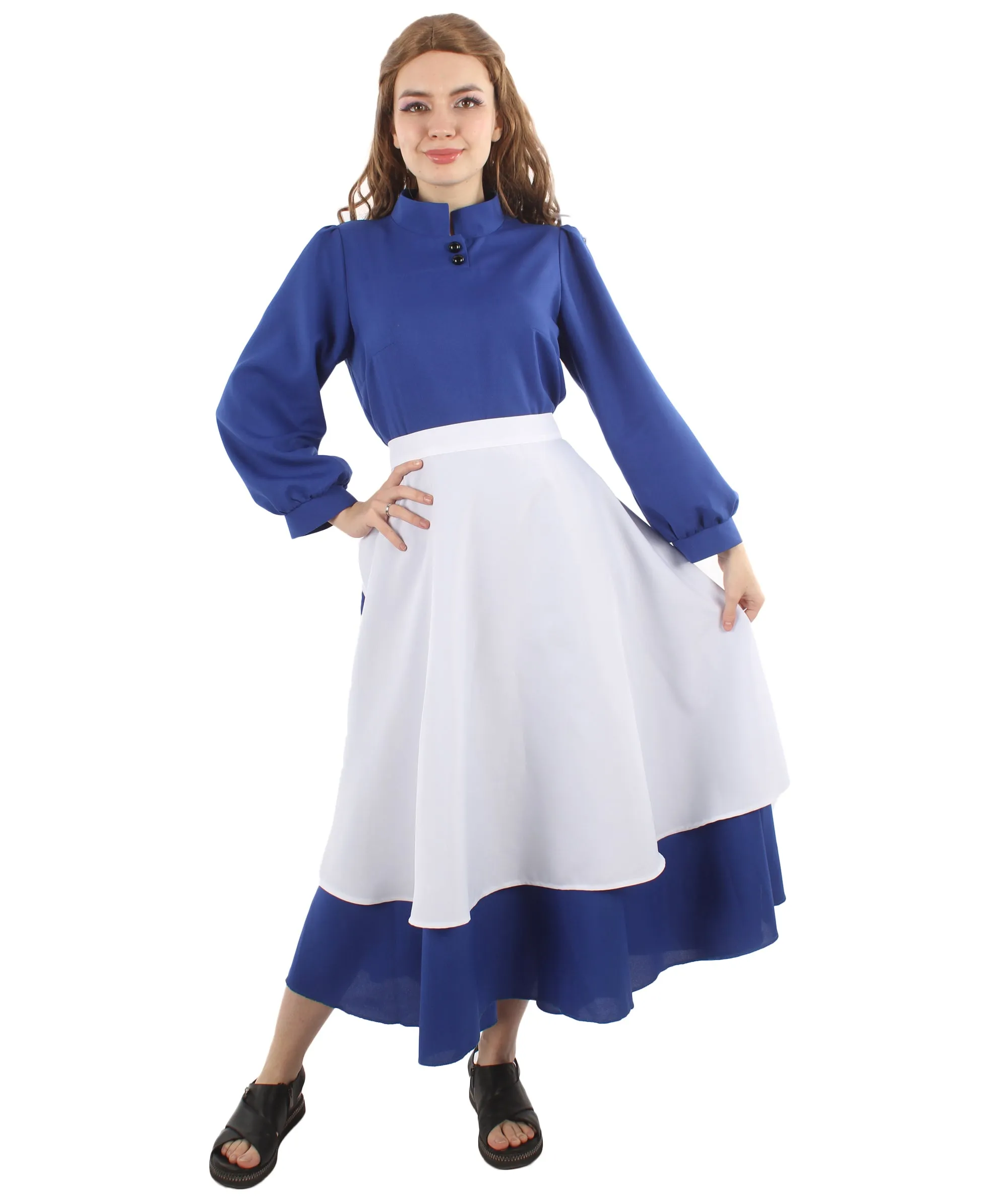 Adult Women's Blue Maid Dress with Apron Costume | Blue and White Cosplay costume