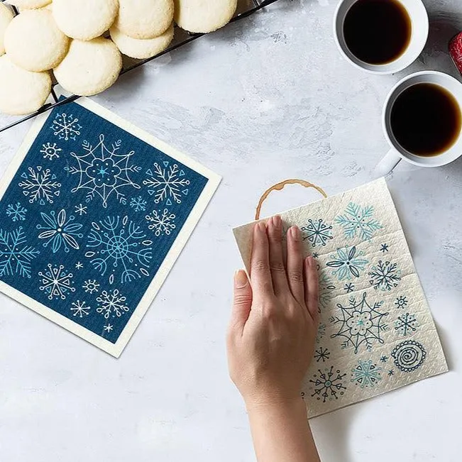 Allover Snowflakes Swedish Dish Cloths-Set of 2
