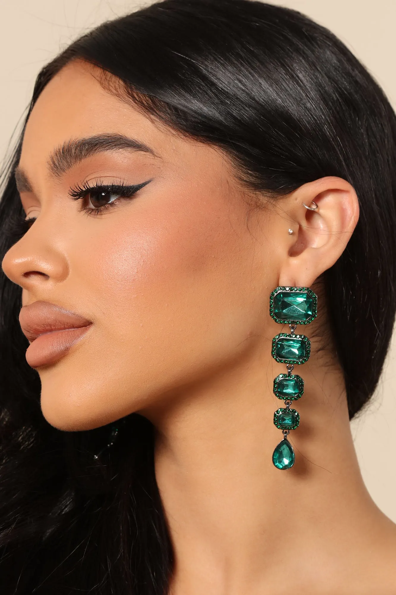 Always Glamorous Drop Earrings - Green