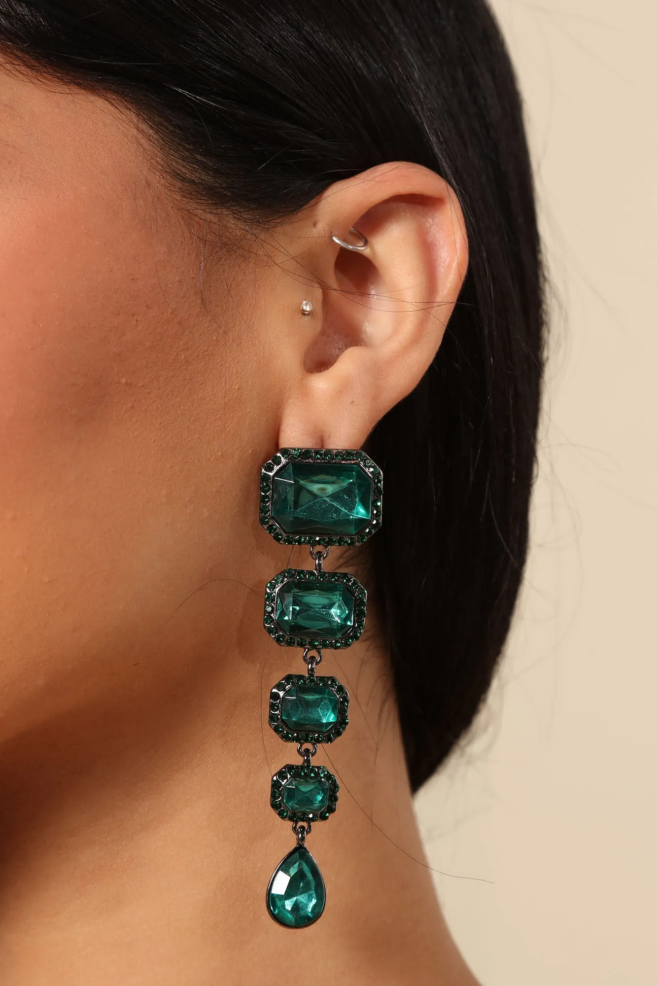 Always Glamorous Drop Earrings - Green