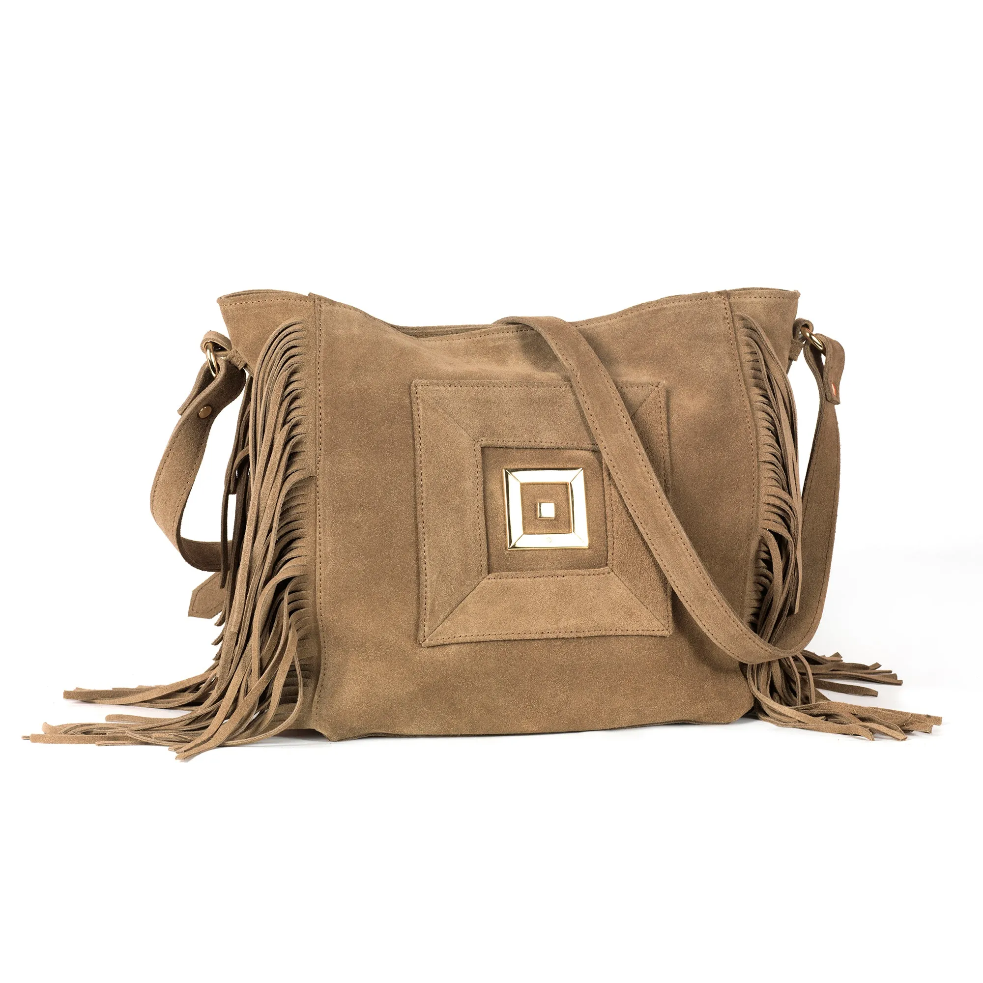Amalia Sand Brown Cross Body Suede Bag