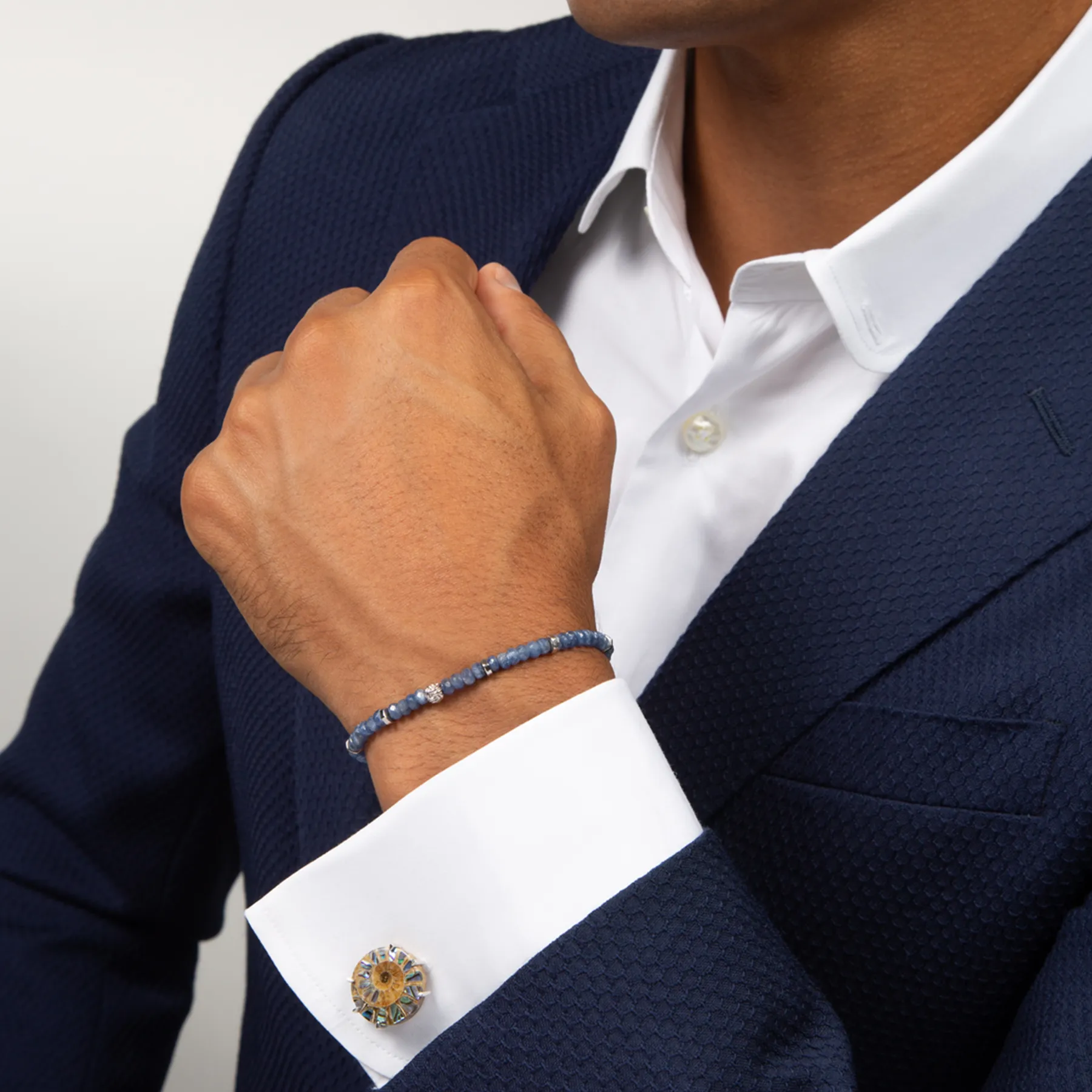 Ammonite Pearl Cufflinks In Multi Colour With Rhodium Plated Silver (Limited Edition)