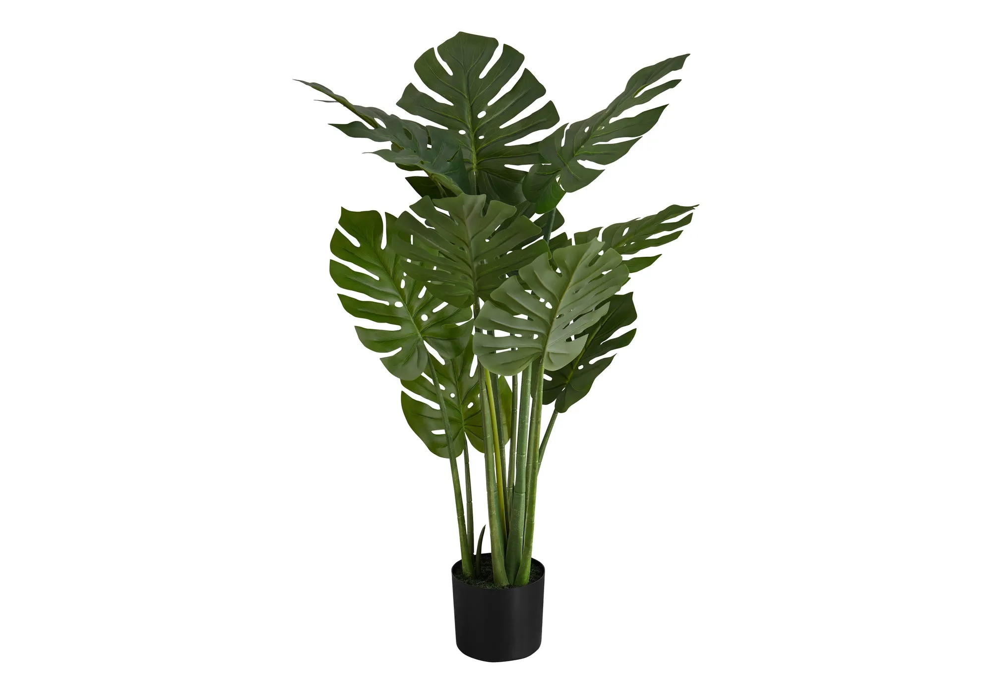 Artificial Plant, 45" Tall, Monstera Tree, Indoor, Faux, Fake, Floor, Greenery, Potted, Real Touch, Decorative, Green Leaves, Black Pot