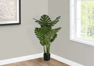 Artificial Plant, 45" Tall, Monstera Tree, Indoor, Faux, Fake, Floor, Greenery, Potted, Real Touch, Decorative, Green Leaves, Black Pot
