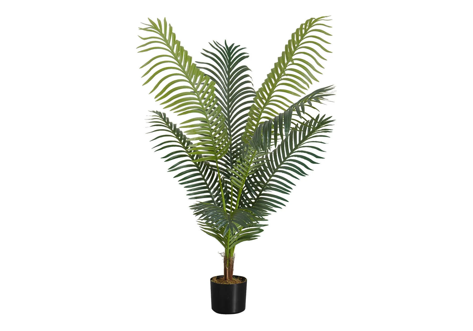 Artificial Plant, 47" Tall, Palm Tree, Indoor, Faux, Fake, Floor, Greenery, Potted, Real Touch, Decorative, Green Leaves, Black Pot