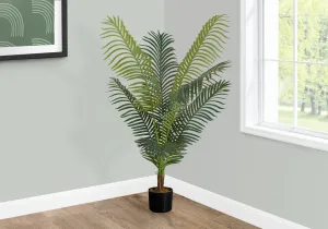 Artificial Plant, 47" Tall, Palm Tree, Indoor, Faux, Fake, Floor, Greenery, Potted, Real Touch, Decorative, Green Leaves, Black Pot
