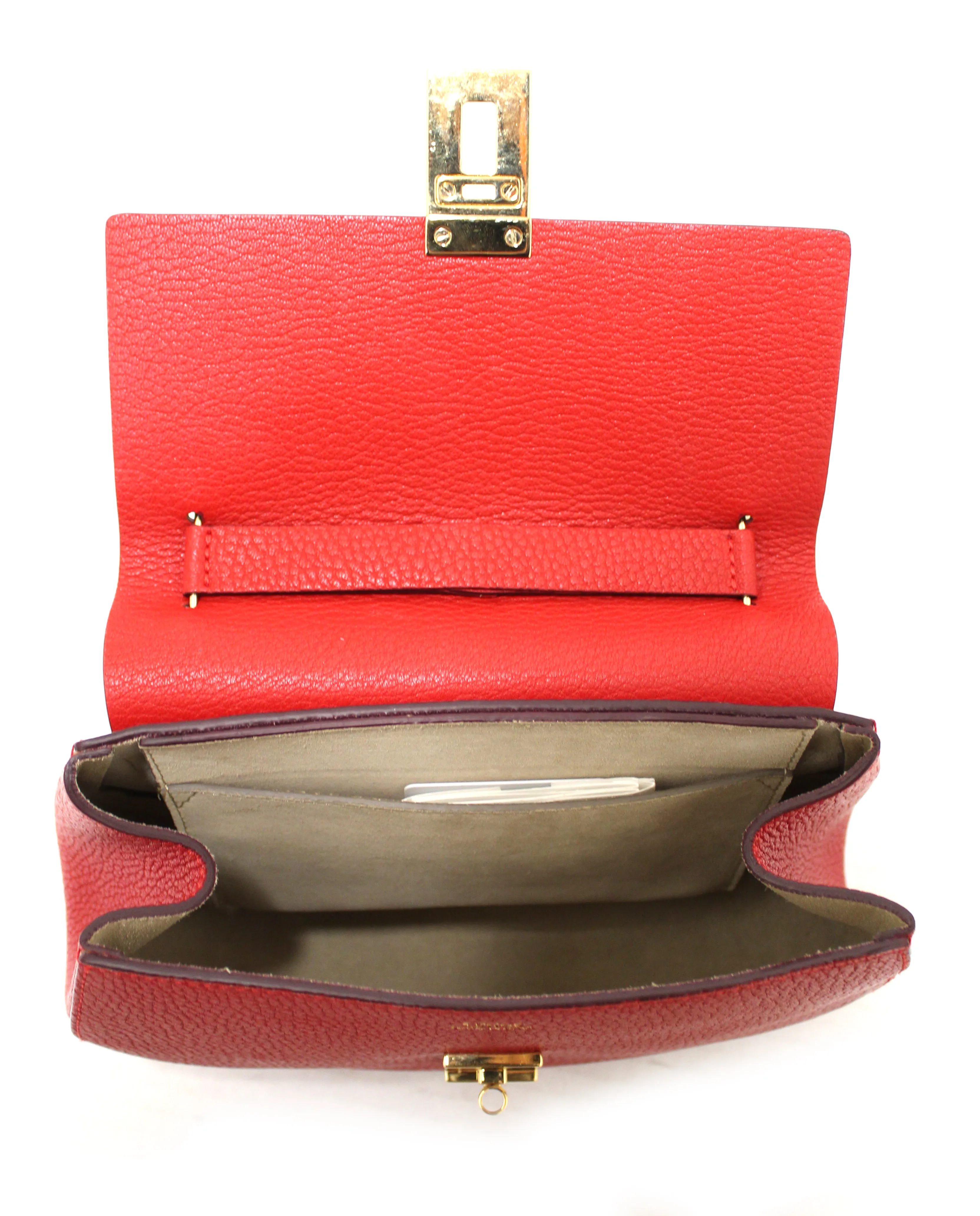 Authentic Chloe Red large Drew Leather Shoulder Crossbody Bag
