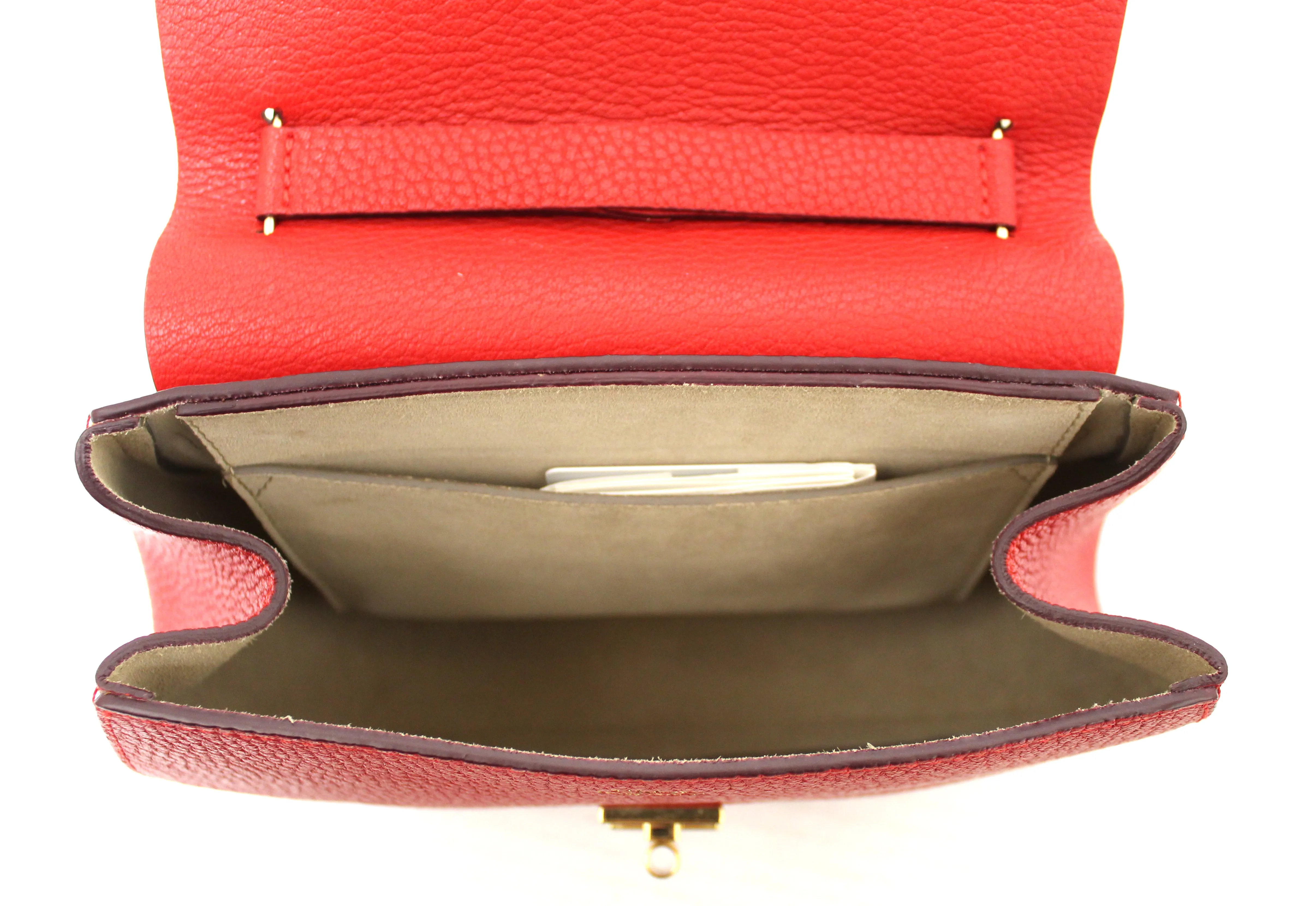 Authentic Chloe Red large Drew Leather Shoulder Crossbody Bag