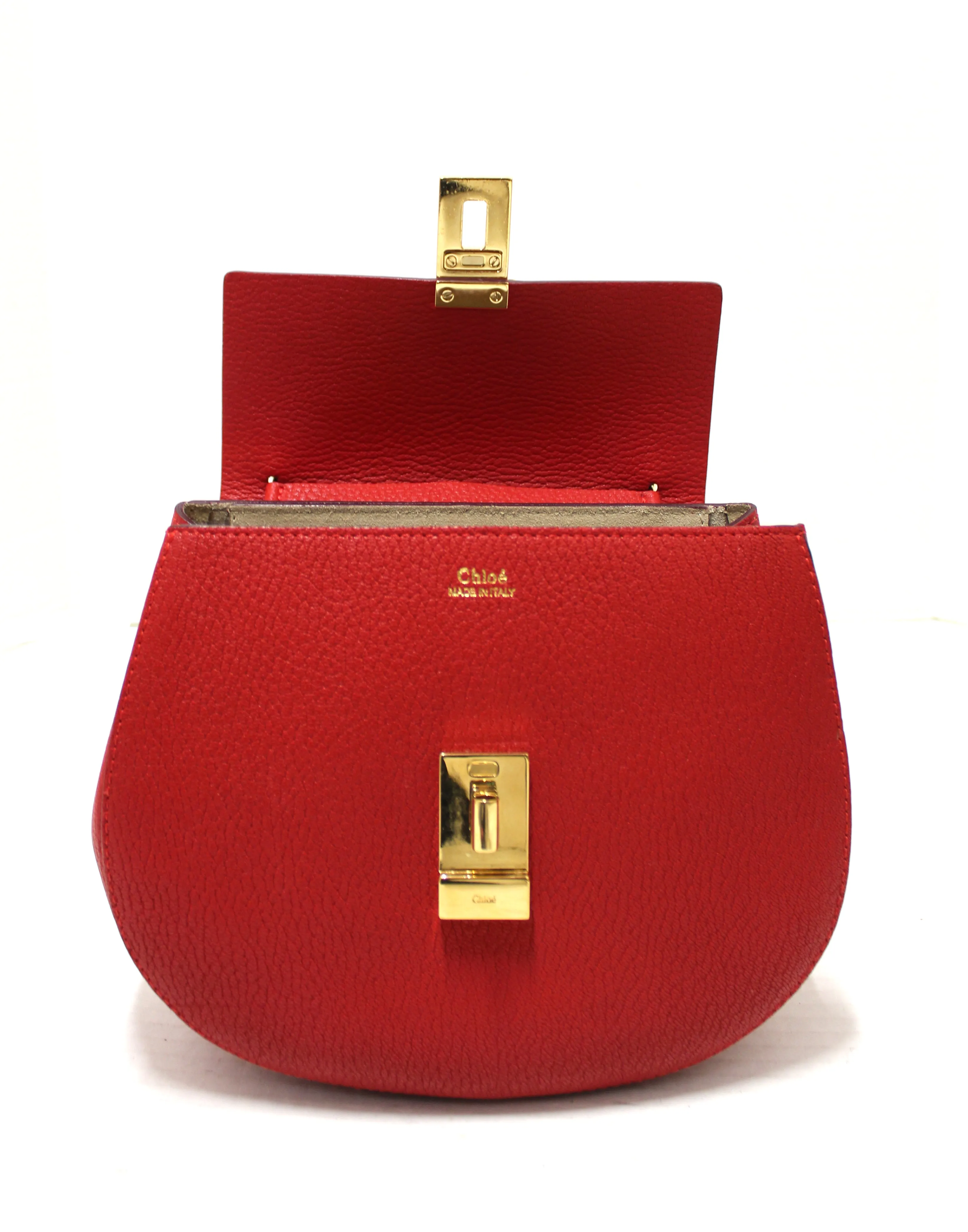 Authentic Chloe Red large Drew Leather Shoulder Crossbody Bag