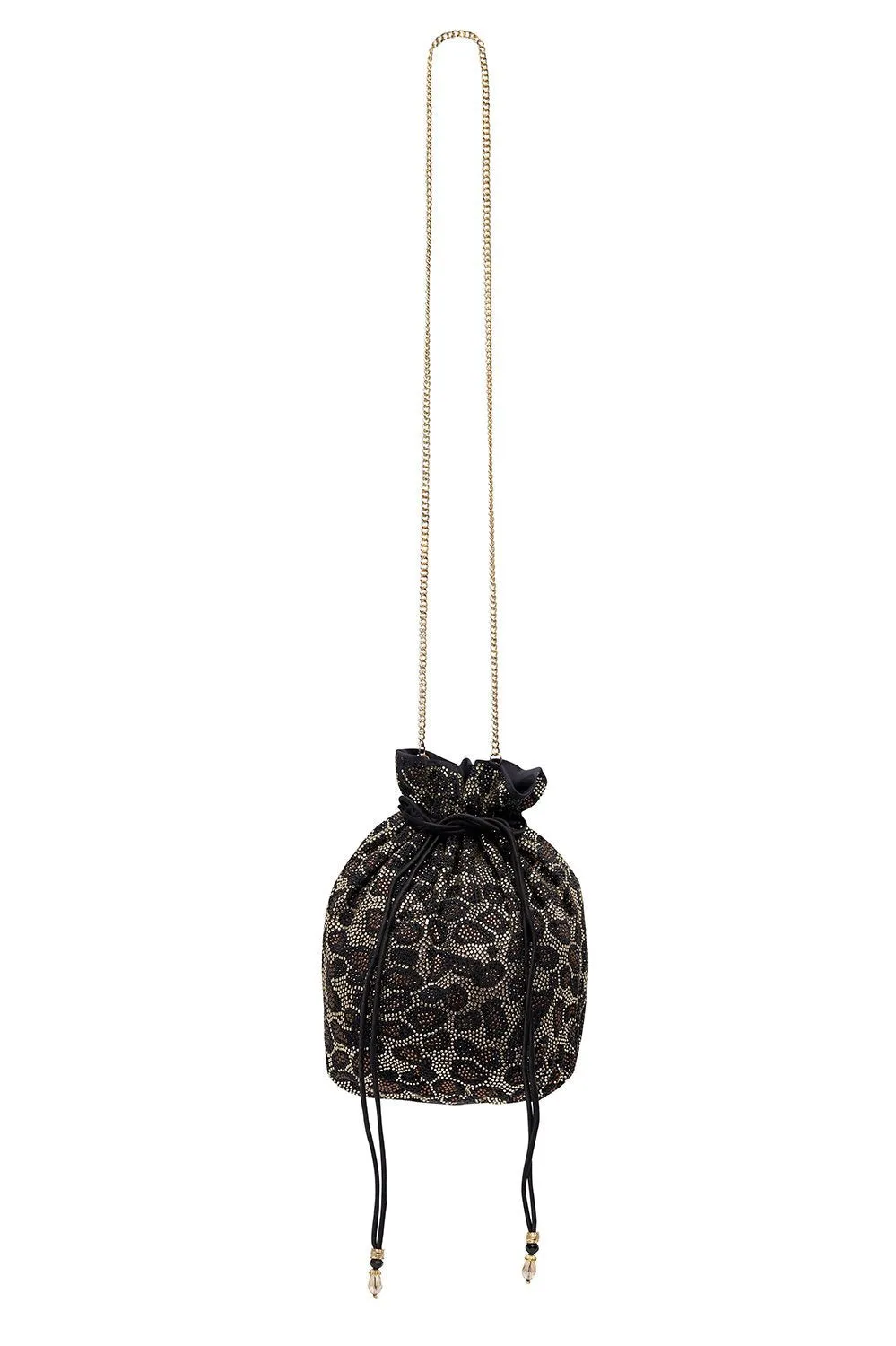BEADED DRAWSTRING POUCH MULTI