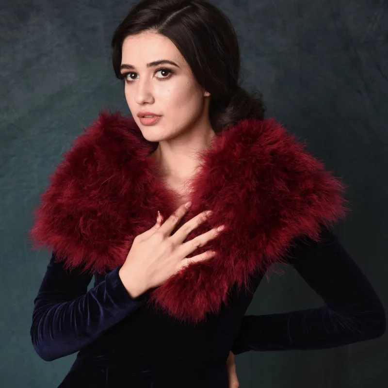 Beatrice Burgundy Wine Marabou Feather Shrug