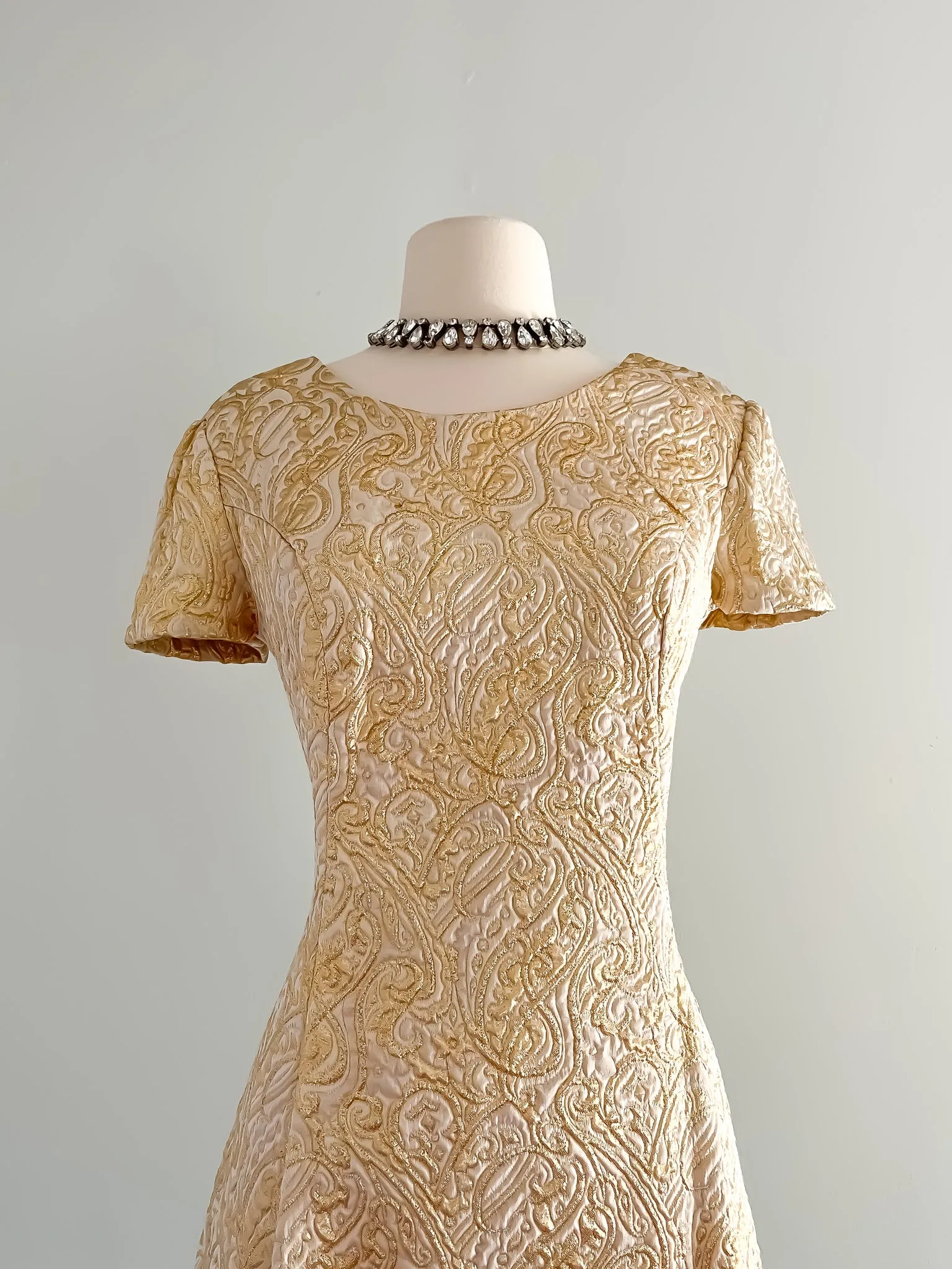 Beautiful 1960's Gold Brocade Dress/ Sz M