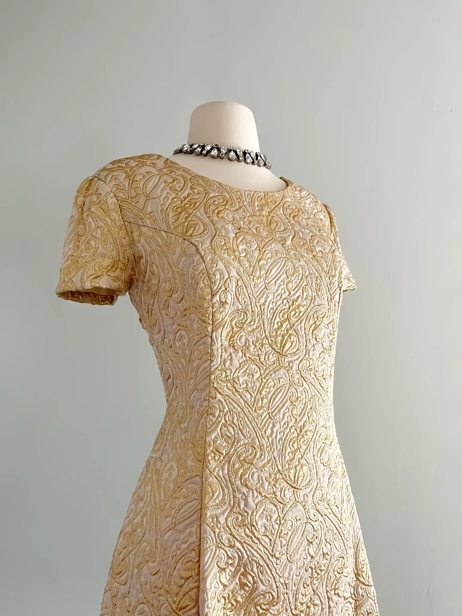 Beautiful 1960's Gold Brocade Dress/ Sz M