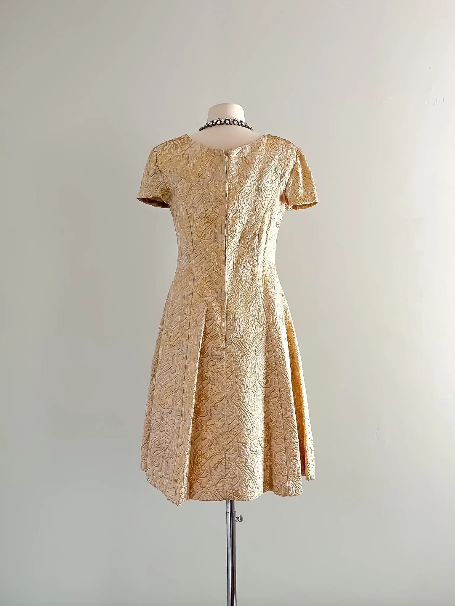 Beautiful 1960's Gold Brocade Dress/ Sz M