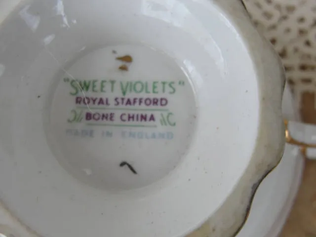BEAUTIFUL Vintage  Footed Teacup and Saucer Royal STAFFORD English Bone China Sweet Violets Cup  and Saucer Bridal Showers Tea Parties,Gifts