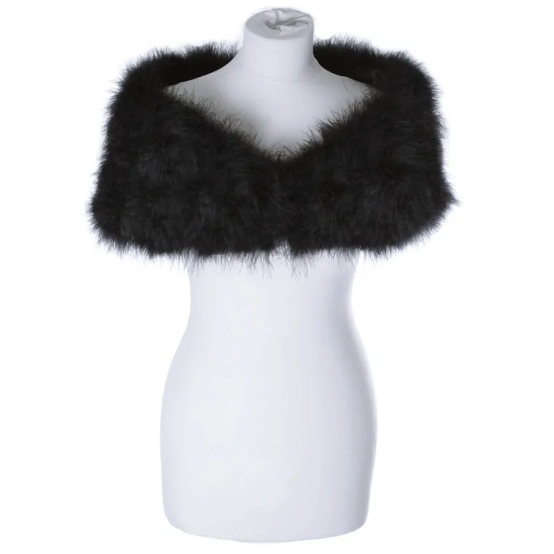 Bethan Black Marabou Feather Shrug