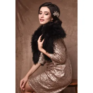 Bethan Black Marabou Feather Shrug