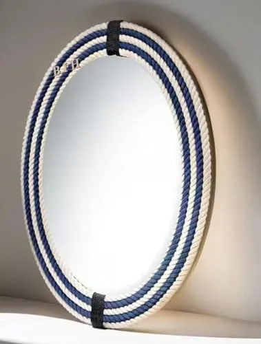 Big international handicraft Home Mirror Hand oprated Wall Mounted Rope Mirror Living Room Office Room bethroom Kitchen Room Hall Room (Shape, Ovel, New, Glass,) (30"×22")