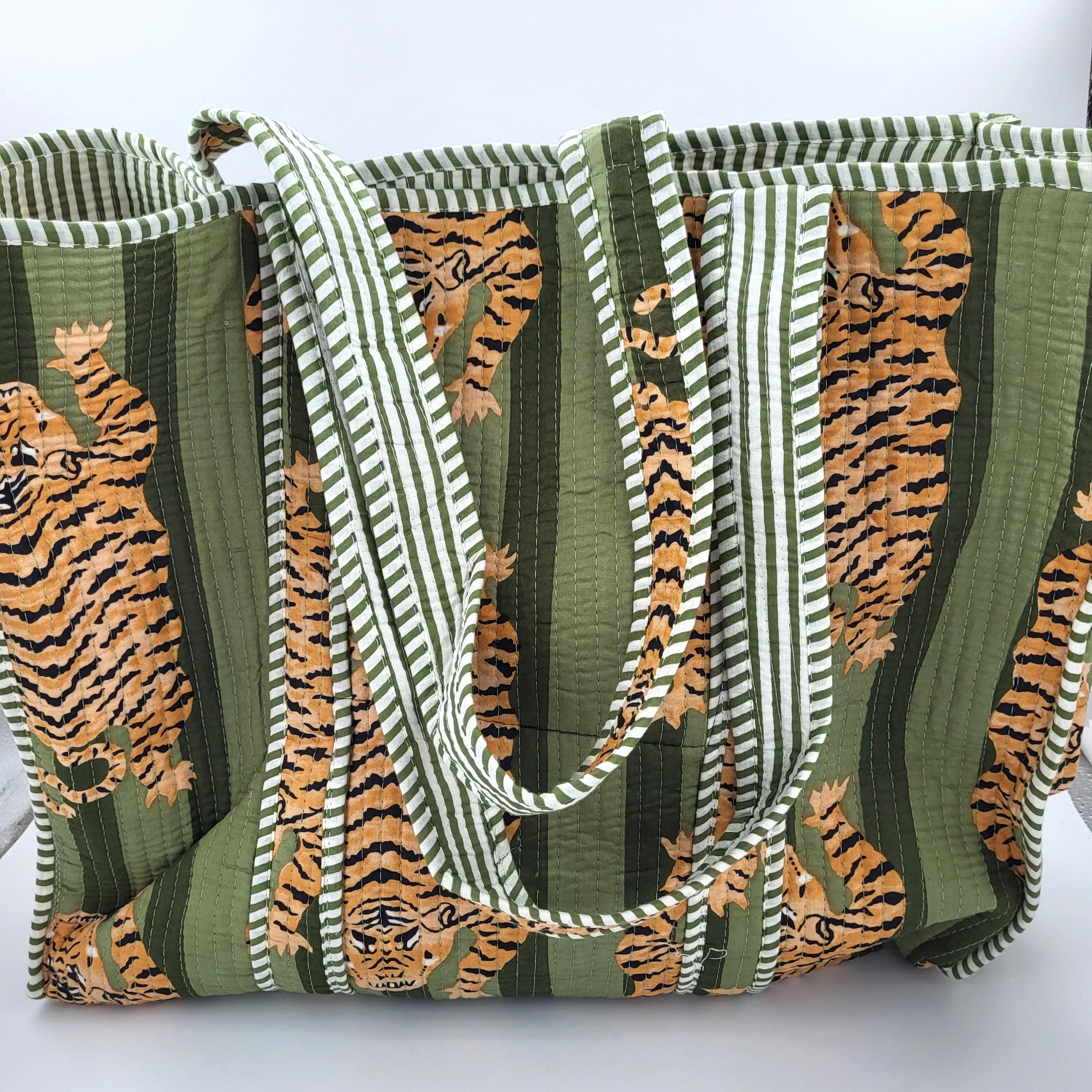 Block Print Shopper Bag Tiger