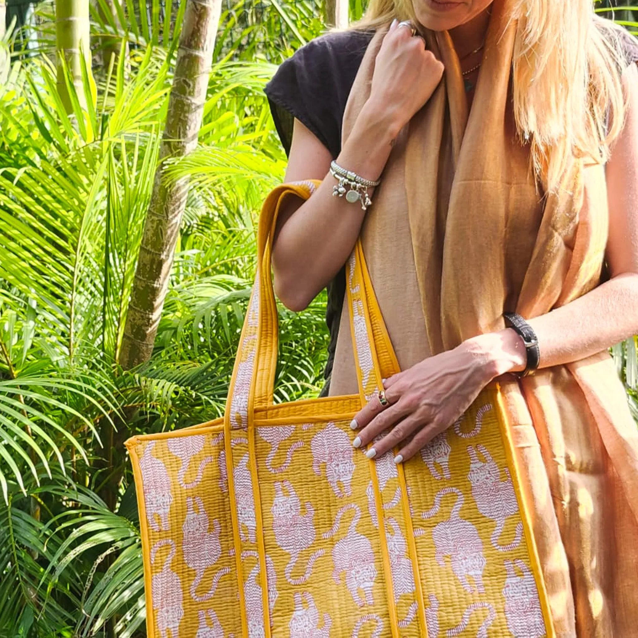 Block Print Shopper Bag Tiger