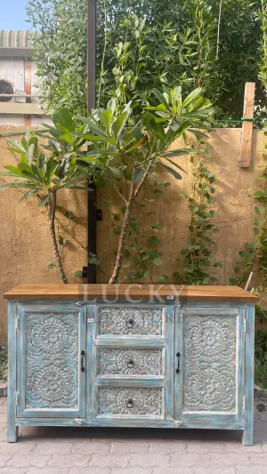 Blue carved sideboard