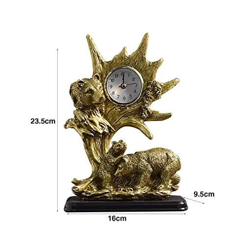 bnf Table Clock Statue Collection Figurine Table Clock for Bedroom Birthday Desk Bear