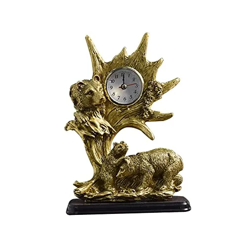 bnf Table Clock Statue Collection Figurine Table Clock for Bedroom Birthday Desk Bear