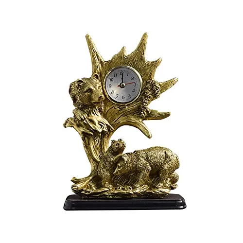 bnf Table Clock Statue Collection Figurine Table Clock for Bedroom Birthday Desk Bear