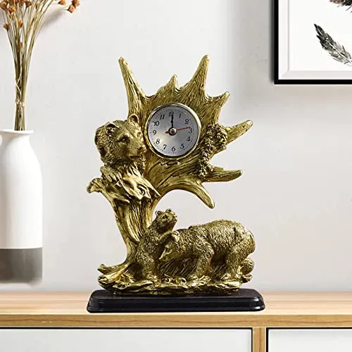 bnf Table Clock Statue Collection Figurine Table Clock for Bedroom Birthday Desk Bear