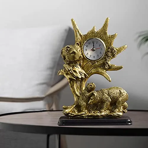 bnf Table Clock Statue Collection Figurine Table Clock for Bedroom Birthday Desk Bear