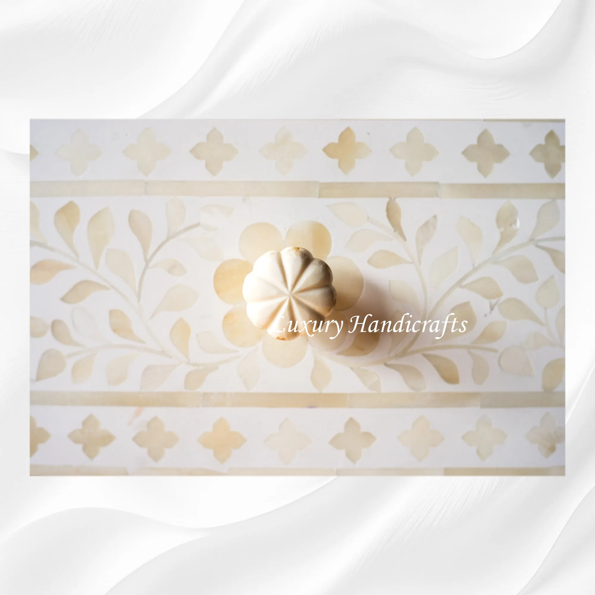 Bone Inlay Floral Chest Of 4 Drawer White