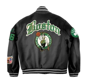 BOSTON CELTICS WOOL OLD ENGLISH VARSITY JACKET Black