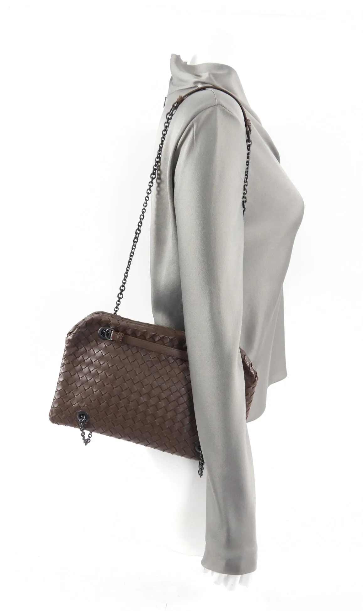 Bottega Veneta Brown Intrecciato Leather Duo Bag