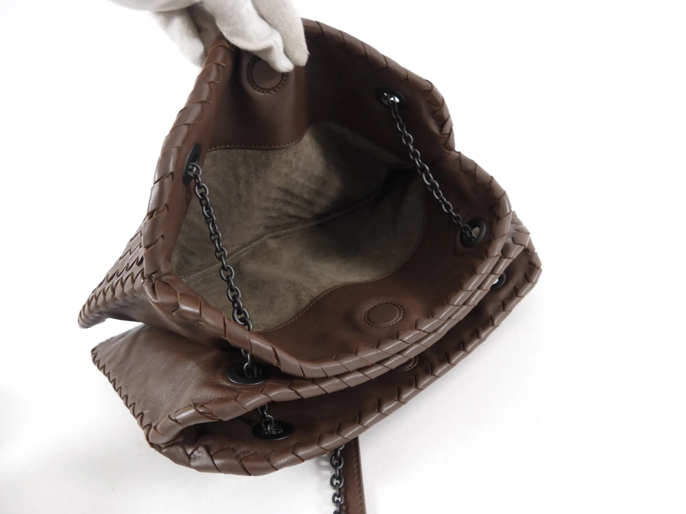 Bottega Veneta Brown Intrecciato Leather Duo Bag