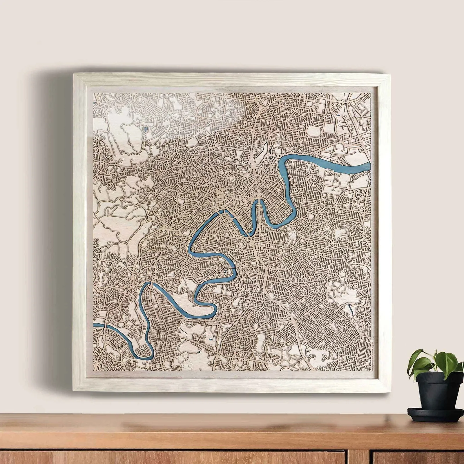 Brisbane Wooden Map